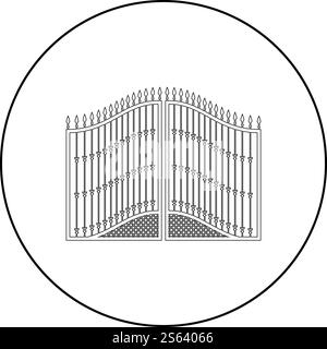 Forged gates icon outline black color vector illustration flat style ...