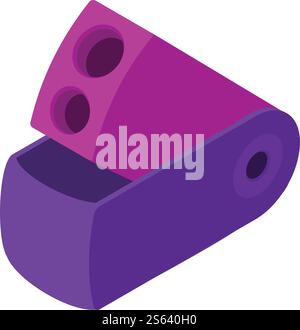 Purple sharpener icon. Isometric of purple sharpener vector icon for web design isolated on white background. Purple sharpener icon, isometric style Stock Vector