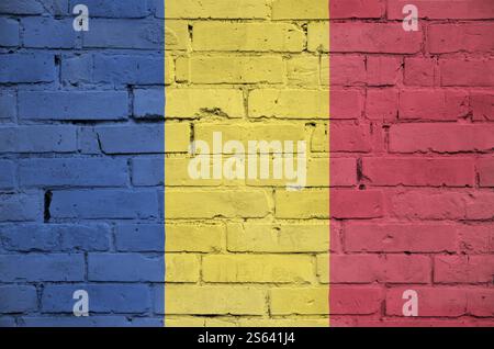 Romania flag is painted onto an old brick wall Stock Photo - Alamy