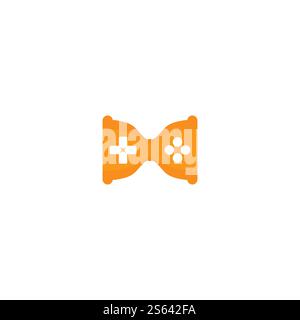 Hourglass console vector logo design. Sand glass with gaming joystick icon. Stock Vector