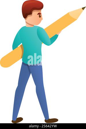 Text editor man icon. Cartoon of text editor man vector icon for web design isolated on white background. Text editor man icon, cartoon style Stock Vector