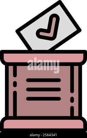 Wood ballot box icon. Outline wood ballot box vector icon for web design isolated on white background. Wood ballot box icon, outline style Stock Vector