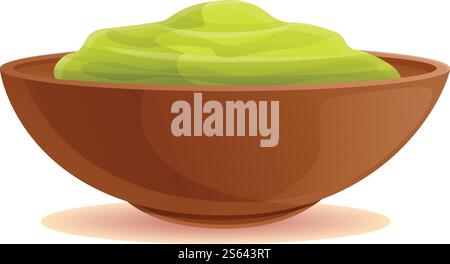 Green condiment bowl icon. Cartoon of green condiment bowl vector icon for web design isolated on white background. Green condiment bowl icon, cartoon style Stock Vector