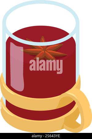 Mug mulled wine icon. Isometric of mug mulled wine vector icon for web design isolated on white background. Mug mulled wine icon, isometric style Stock Vector