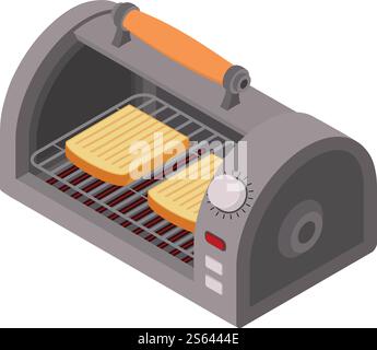Outdoor toaster icon. Isometric of outdoor toaster vector icon for web design isolated on white background. Outdoor toaster icon, isometric style Stock Vector
