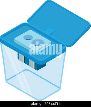 Sharpener box icon. Isometric of sharpener box vector icon for web design isolated on white background. Sharpener box icon, isometric style Stock Vector