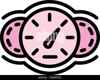 Car speedometer icon. Outline car speedometer vector icon for web design isolated on white background. Car speedometer icon, outline style Stock Vector