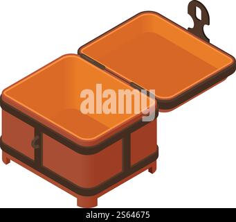 Empty dower chest icon. Isometric of empty dower chest vector icon for web design isolated on white background. Empty dower chest icon, isometric style Stock Vector