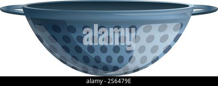 Steel round colander icon. Cartoon of steel round colander vector icon for web design isolated on white background. Steel round colander icon, cartoon style Stock Vector