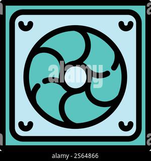 Computer system fan icon. Outline computer system fan vector icon for web design isolated on white background. Computer system fan icon, outline style Stock Vector