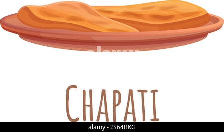 Chapati icon. Cartoon of chapati vector icon for web design isolated on white background. Chapati icon, cartoon style Stock Vector