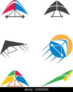 Hang gliding logo icon vector illustration design Stock Vector