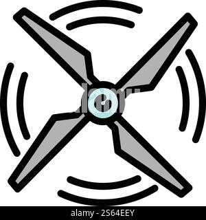 Rotation of drone propeller icon. Outline rotation of drone propeller vector icon for web design isolated on white background. Rotation of drone propeller icon, outline style Stock Vector