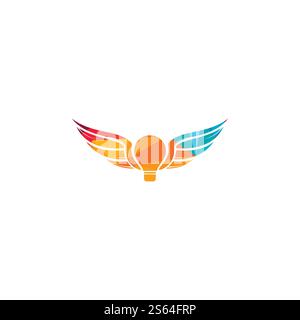 Abstract elegant bulb wings logo icon vector design. Universal creative idea negative space symbol. Smart education delivery vector sign. Stock Vector