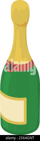 Champagne bottle icon. Isometric of champagne bottle vector icon for web design isolated on white background. Champagne bottle icon, isometric style Stock Vector