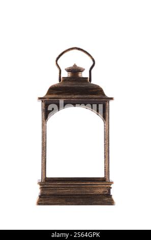 Old style retro empty lantern isolated on white background with clipping path Stock Photo