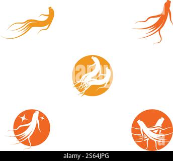 Set Ginseng Wave Logo Template vector symbol nature Stock Vector
