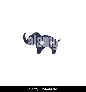 Elephant game console logo design. Stock Vector