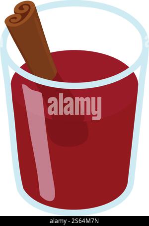 Glass mulled wine icon. Isometric of glass mulled wine vector icon for web design isolated on white background. Glass mulled wine icon, isometric style Stock Vector