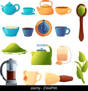Tea ceremony icons set, cartoon style Stock Vector Image & Art - Alamy