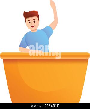 Boy at lesson icon. Cartoon of boy at lesson vector icon for web design isolated on white background. Boy at lesson icon, cartoon style Stock Vector