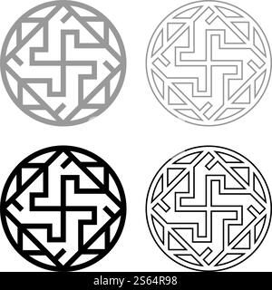 Valkyrie Varangian sign Valkiriya slavic symbol icon outline set black grey color vector illustration flat style simple image. Valkyrie Varangian sign Valkiriya slavic symbol icon outline set black grey color vector illustration flat style image Stock Vector