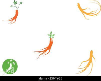 Set Ginseng Wave Logo Template vector symbol nature Stock Vector