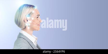 Modern technology enhances facial recognition in identification processes Stock Photo
