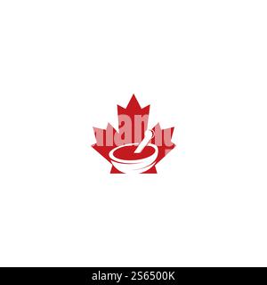 Maple leaf pharmacy logo design. Canadian pharmacy logo concept. Stock Vector