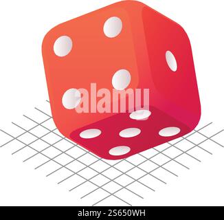 Dice cube icon. Isometric of dice cube vector icon for web design isolated on white background. Dice cube icon, isometric style Stock Vector