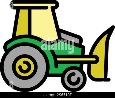Tractor excavator icon. Outline tractor excavator vector icon for web design isolated on white background. Tractor excavator icon, outline style Stock Vector