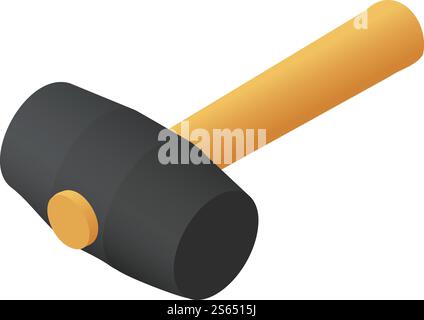 Rubber hammer icon. Isometric of rubber hammer vector icon for web design isolated on white background. Rubber hammer icon, isometric style Stock Vector