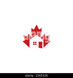 Maple leaf home vector logo design. Maple leaf real estate vector logo. Stock Vector