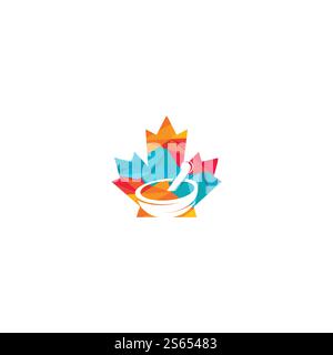 Maple leaf pharmacy logo design. Canadian pharmacy logo concept. Stock Vector