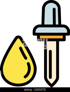 Liquid vape pipette icon. Outline liquid vape pipette vector icon for web design isolated on white background. Liquid vape pipette icon, outline style Stock Vector
