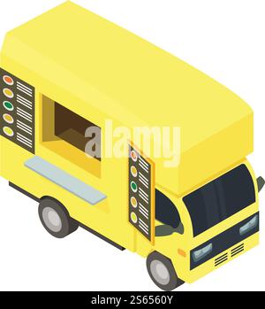 Street food truck icon. Isometric of street food truck vector icon for web design isolated on white background. Street food truck ricon, isometric style Stock Vector