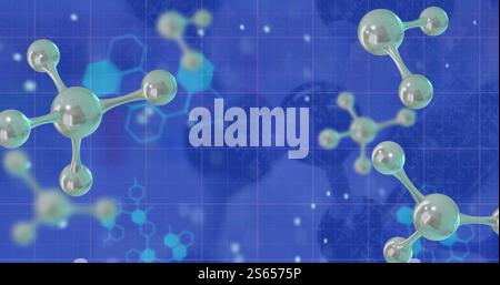 Image of floating molecules and data processing Stock Photo