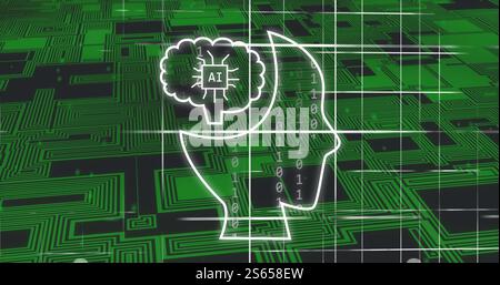 Image of ai text and digital human over binary coding Stock Photo