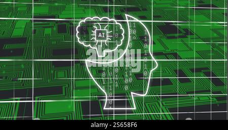 Image of ai text and digital human over binary coding Stock Photo