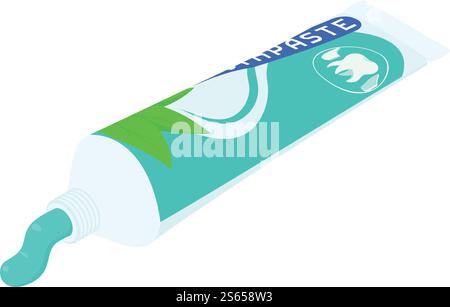 Toothpaste icon. Isometric of toothpaste vector icon for web design isolated on white background. Toothpaste icon, isometric style Stock Vector