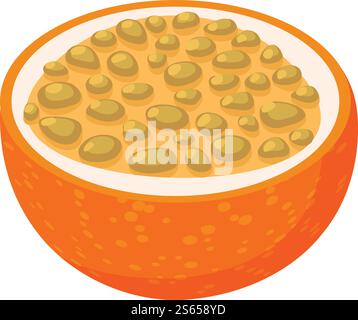 Half of maracuja icon. Isometric of half of maracuja vector icon for web design isolated on white background. Half of maracuja icon, isometric style Stock Vector