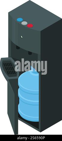 Modern office water cooler icon. Isometric of modern office water cooler vector icon for web design isolated on white background. Modern office water cooler icon, isometric style Stock Vector