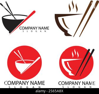 Noodle bowl logo  design vector ilustration template Stock Vector