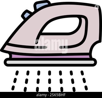 Electric iron steam icon. Outline electric iron steam vector icon for web design isolated on white background. Electric iron steam icon, outline style Stock Vector