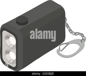 Portable flashlight icon. Isometric of portable flashlight vector icon for web design isolated on white background. Portable flashlight icon, isometric style Stock Vector