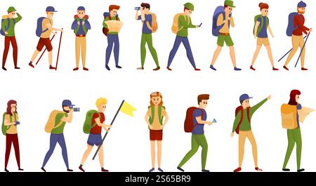 Exploration icons set. Cartoon set of exploration vector icons for web design. Exploration icons set, cartoon style Stock Vector