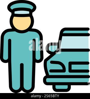 Car valet icon. Outline car valet vector icon for web design isolated on white background. Car valet icon, outline style Stock Vector