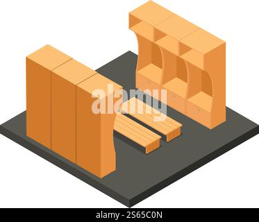 Dressing sport room icon. Isometric of dressing sport room vector icon for web design isolated on white background. Dressing sport room icon, isometric style Stock Vector