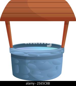 Clear water well icon. Cartoon of clear water well vector icon for web design isolated on white background. Clear water well icon, cartoon style Stock Vector