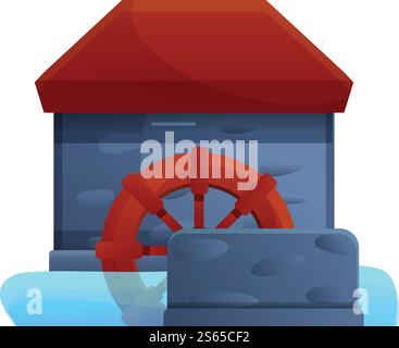 Stone water mill icon. Cartoon of stone water mill vector icon for web ...